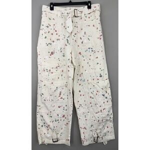 Free People Painter Pants Women's Sz 4 Utility Belted Paint Splatter